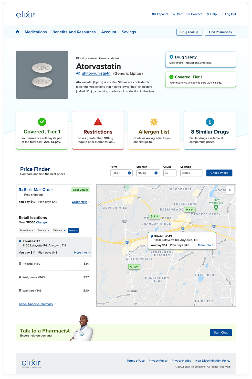 A full page design demonstrating a more advanced iteration of the design system.