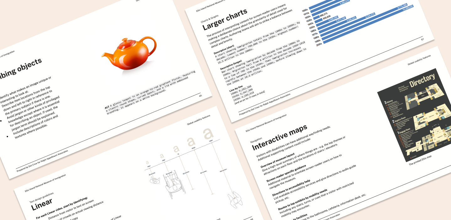 Presentation slide deck pages explaining accessible focus states and touch target requirements.